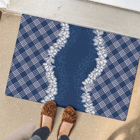 Hawaii Aloha Plumeria Lei Navy Palaka Rubber Doormat LT7 - Polynesian Pride