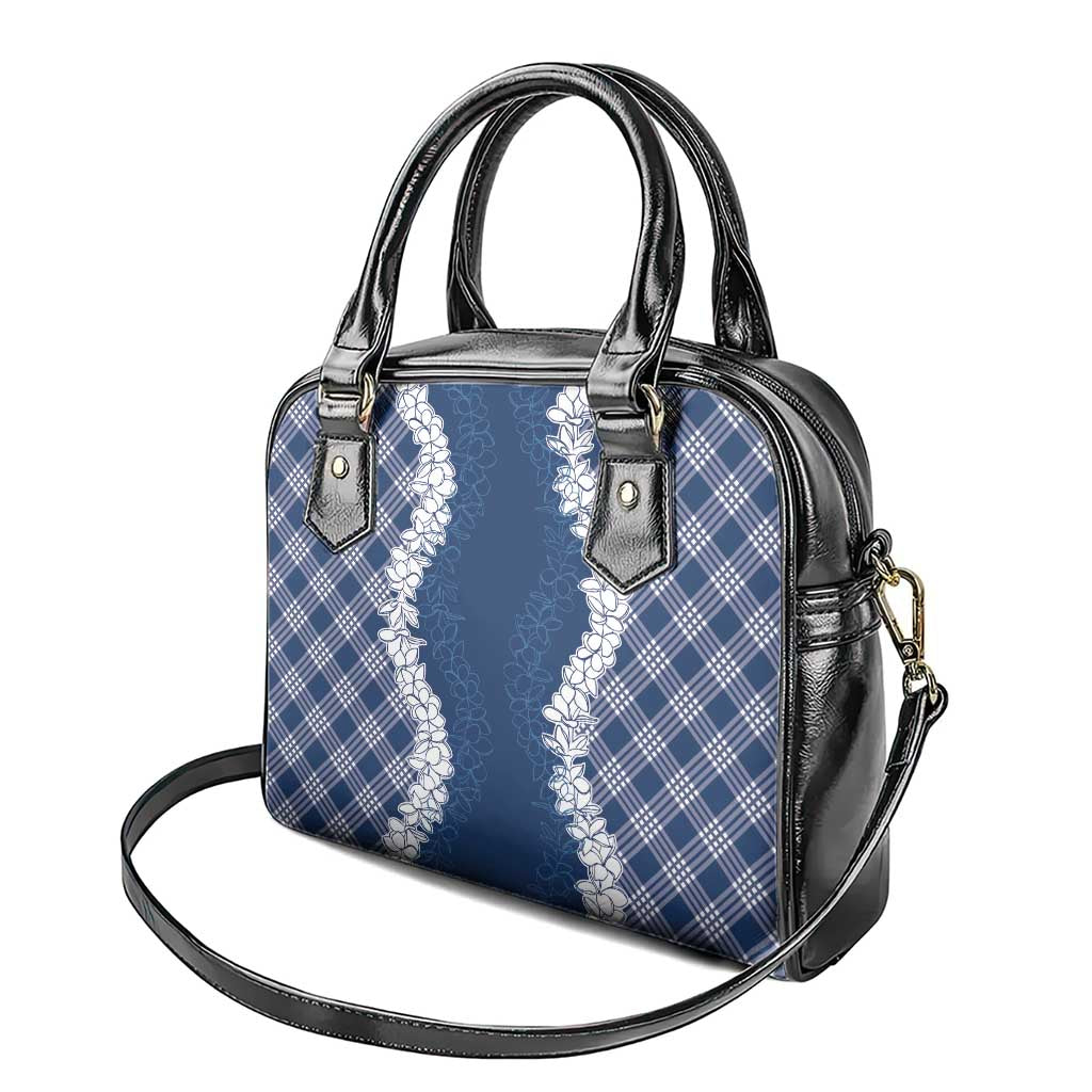 Hawaii Aloha Plumeria Lei Navy Palaka Shoulder Handbag - Polynesian Pride