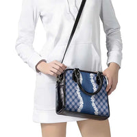 Hawaii Aloha Plumeria Lei Navy Palaka Shoulder Handbag - Polynesian Pride