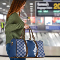 Hawaii Aloha Plumeria Lei Navy Palaka Travel Bag - Polynesian Pride