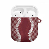 Hawaii Aloha Plumeria Lei Scarlet Palaka AirPods Case - Polynesian Pride