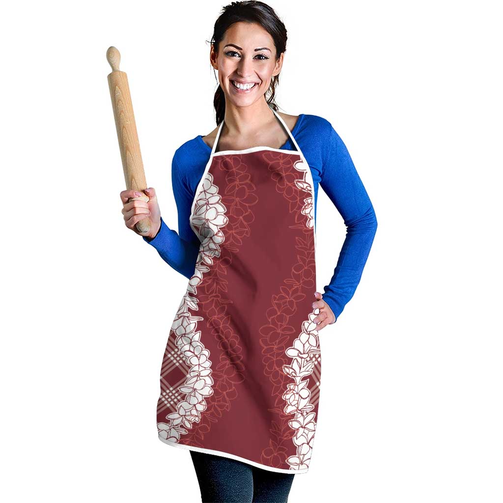 Hawaii Aloha Plumeria Lei Scarlet Palaka Apron - Polynesian Pride