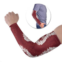 Hawaii Aloha Plumeria Lei Scarlet Palaka Arm Sleeves - Polynesian Pride