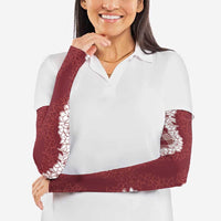 Hawaii Aloha Plumeria Lei Scarlet Palaka Arm Sleeves - Polynesian Pride