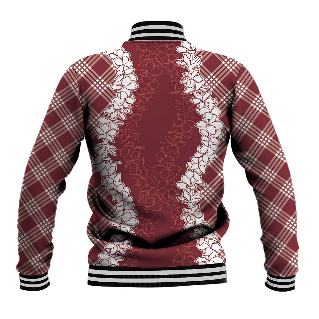 Hawaii Aloha Plumeria Lei Scarlet Palaka Baseball Jacket - Polynesian Pride