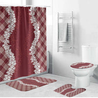 Hawaii Aloha Plumeria Lei Scarlet Palaka Bathroom Set - Polynesian Pride