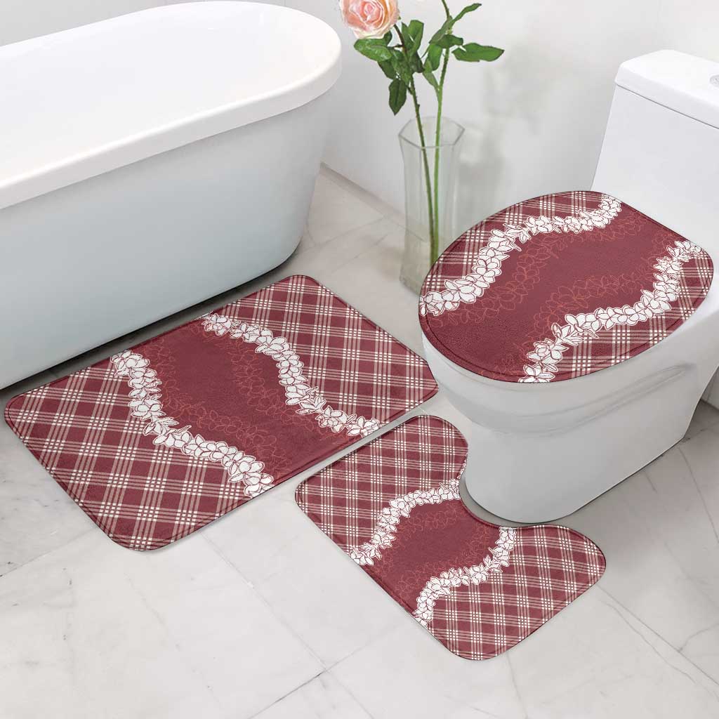 Hawaii Aloha Plumeria Lei Scarlet Palaka Bathroom Set - Polynesian Pride