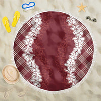 Hawaii Aloha Plumeria Lei Scarlet Palaka Beach Blanket - Polynesian Pride