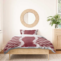 Hawaii Aloha Plumeria Lei Scarlet Palaka Bedding Set - Polynesian Pride