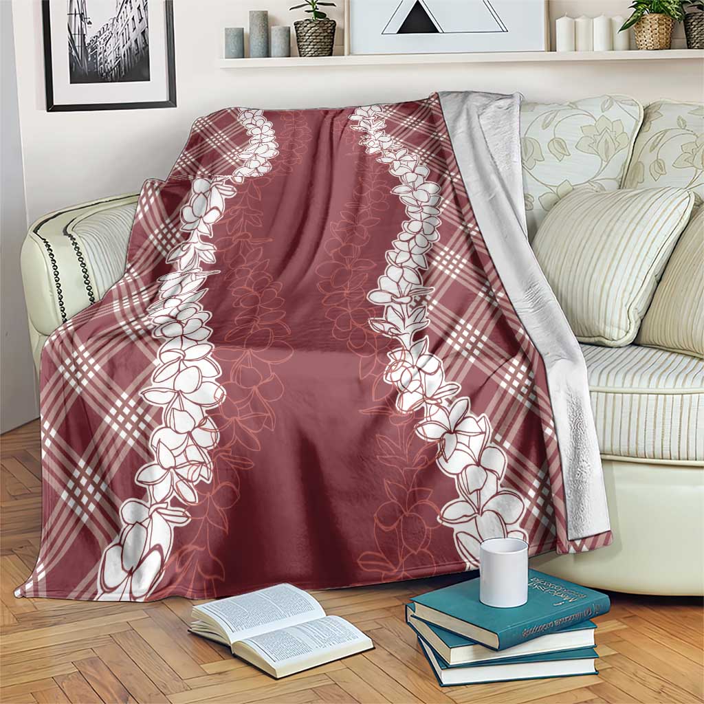 Hawaii Aloha Plumeria Lei Scarlet Palaka Blanket - Polynesian Pride