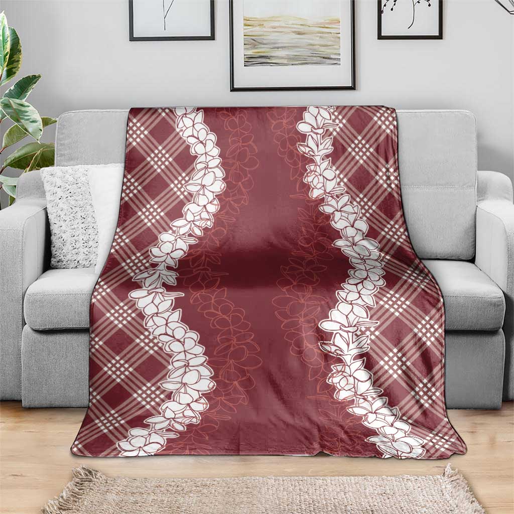 Hawaii Aloha Plumeria Lei Scarlet Palaka Blanket LT7 - Polynesian Pride