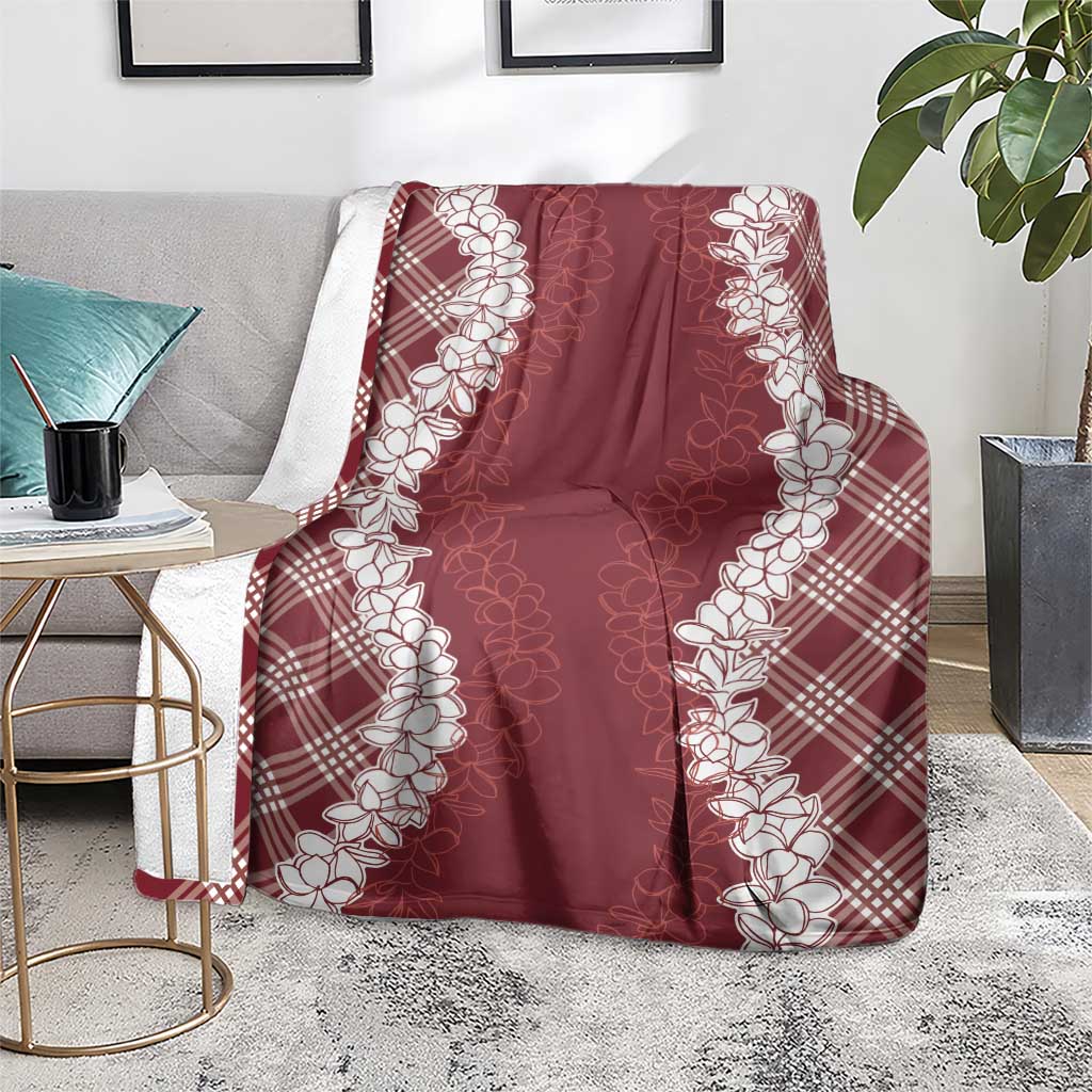 Hawaii Aloha Plumeria Lei Scarlet Palaka Blanket LT7 - Polynesian Pride