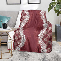 Hawaii Aloha Plumeria Lei Scarlet Palaka Blanket LT7 - Polynesian Pride