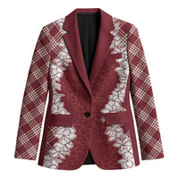 Hawaii Aloha Plumeria Lei Scarlet Palaka Blazer LT7 Unisex Scarlet - Polynesian Pride