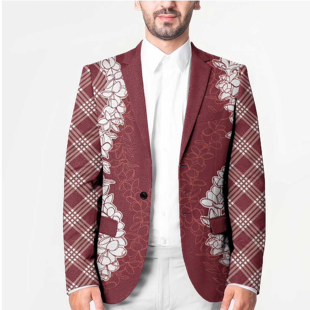 Hawaii Aloha Plumeria Lei Scarlet Palaka Blazer LT7 - Polynesian Pride