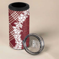 Hawaii Aloha Plumeria Lei Scarlet Palaka 4 in 1 Can Cooler Tumbler LT7 - Polynesian Pride