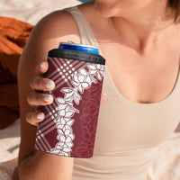 Hawaii Aloha Plumeria Lei Scarlet Palaka 4 in 1 Can Cooler Tumbler LT7 - Polynesian Pride