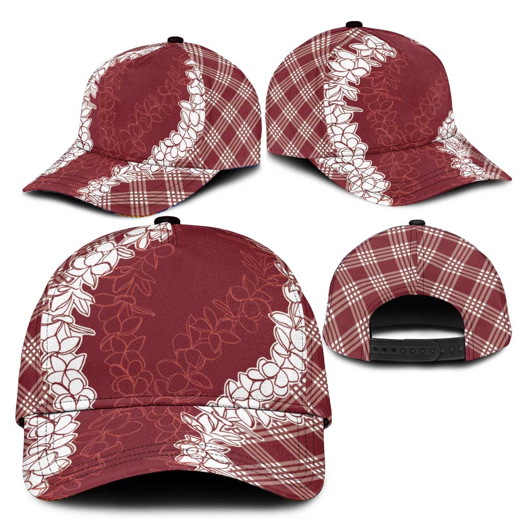 Hawaii Aloha Plumeria Lei Scarlet Palaka Classic Cap LT7 - Polynesian Pride