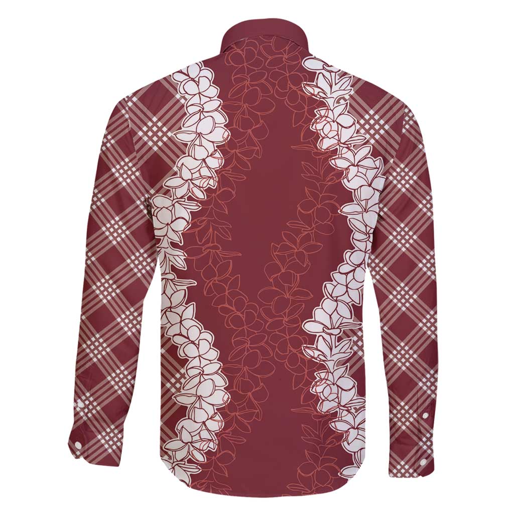 Hawaii Aloha Plumeria Lei Scarlet Palaka Family Matching Long Sleeve Bodycon Dress and Hawaiian Shirt LT7 - Polynesian Pride