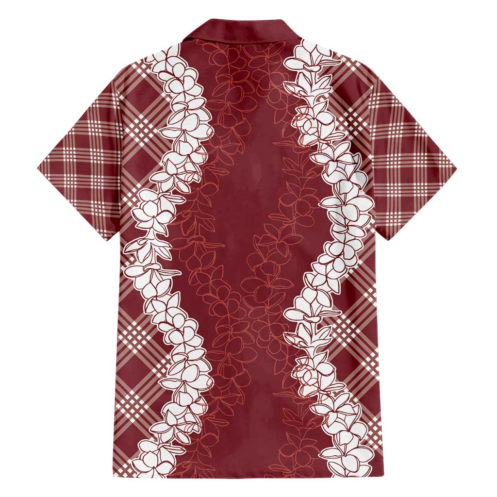 Hawaii Aloha Plumeria Lei Scarlet Palaka Family Matching Short Sleeve Bodycon Dress and Hawaiian Shirt LT7 - Polynesian Pride