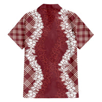 Hawaii Aloha Plumeria Lei Scarlet Palaka Family Matching Short Sleeve Bodycon Dress and Hawaiian Shirt LT7 - Polynesian Pride