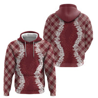 Hawaii Aloha Plumeria Lei Scarlet Palaka Hoodie - Polynesian Pride