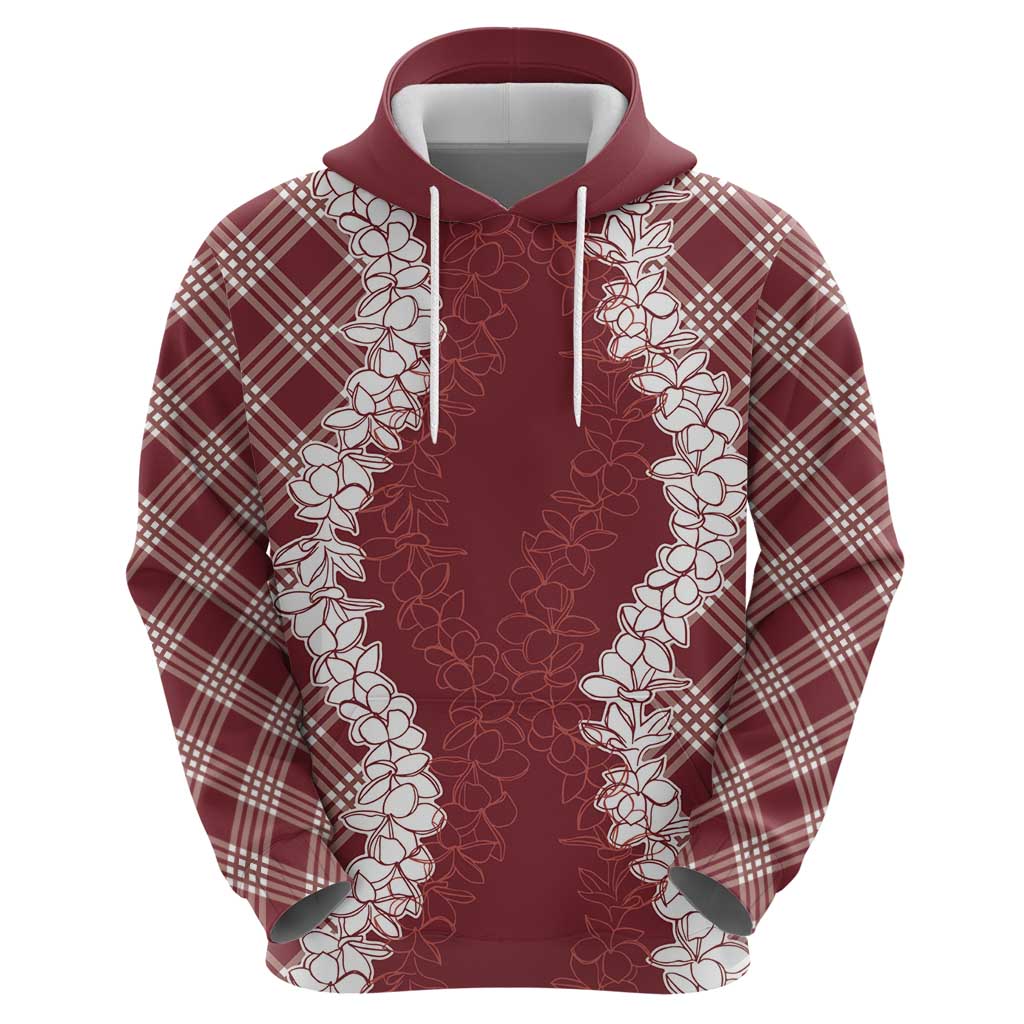Hawaii Aloha Plumeria Lei Scarlet Palaka Hoodie - Polynesian Pride
