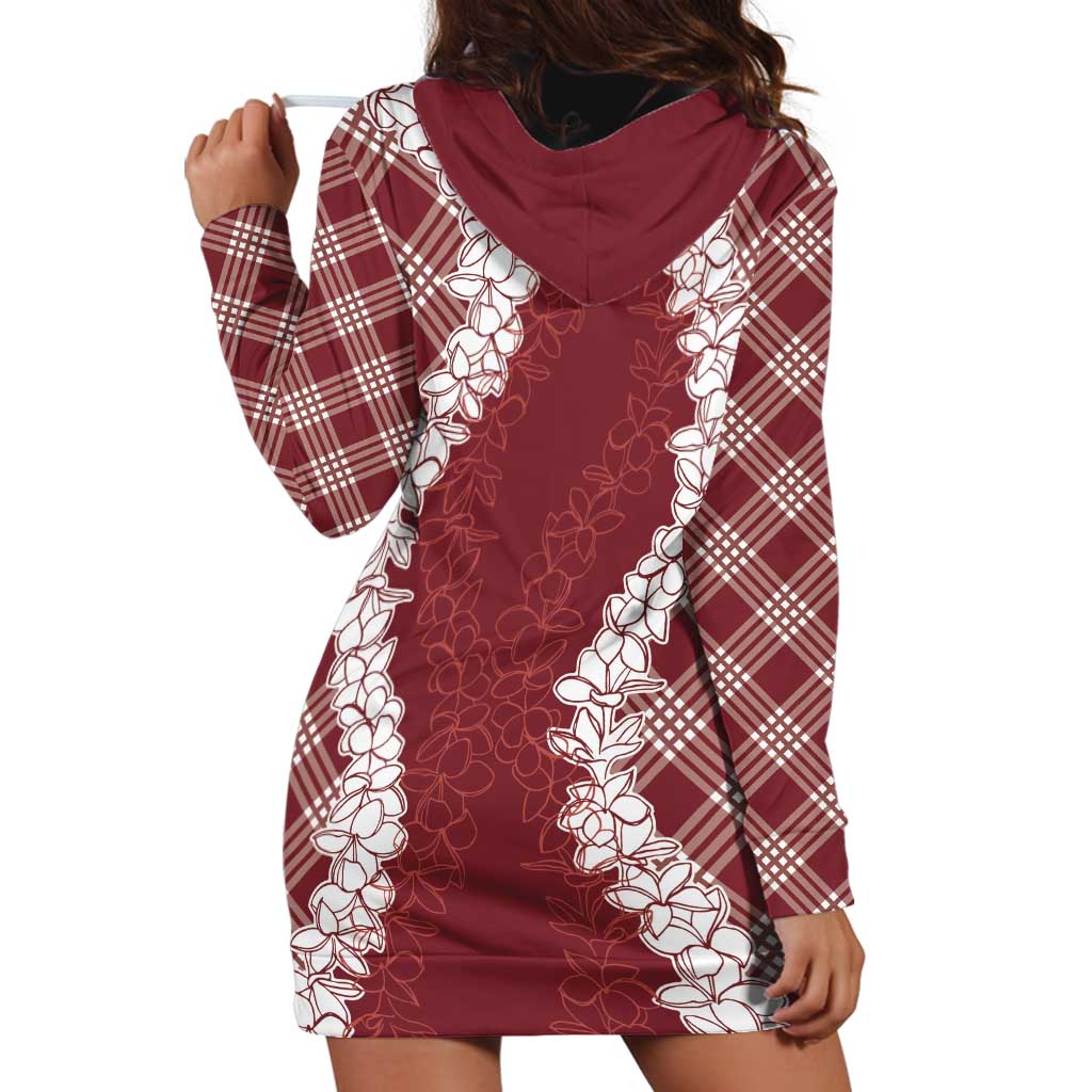 Hawaii Aloha Plumeria Lei Scarlet Palaka Hoodie Dress LT7 - Polynesian Pride