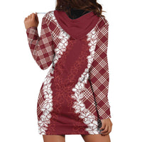 Hawaii Aloha Plumeria Lei Scarlet Palaka Hoodie Dress LT7 - Polynesian Pride