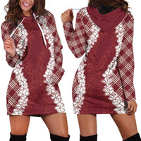 Hawaii Aloha Plumeria Lei Scarlet Palaka Hoodie Dress LT7 - Polynesian Pride