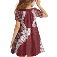 Hawaii Aloha Plumeria Lei Scarlet Palaka Kid Short Sleeve Dress - Polynesian Pride