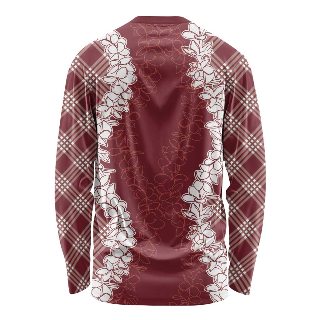 Hawaii Aloha Plumeria Lei Scarlet Palaka Long Sleeve Shirt - Polynesian Pride