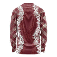 Hawaii Aloha Plumeria Lei Scarlet Palaka Long Sleeve Shirt - Polynesian Pride