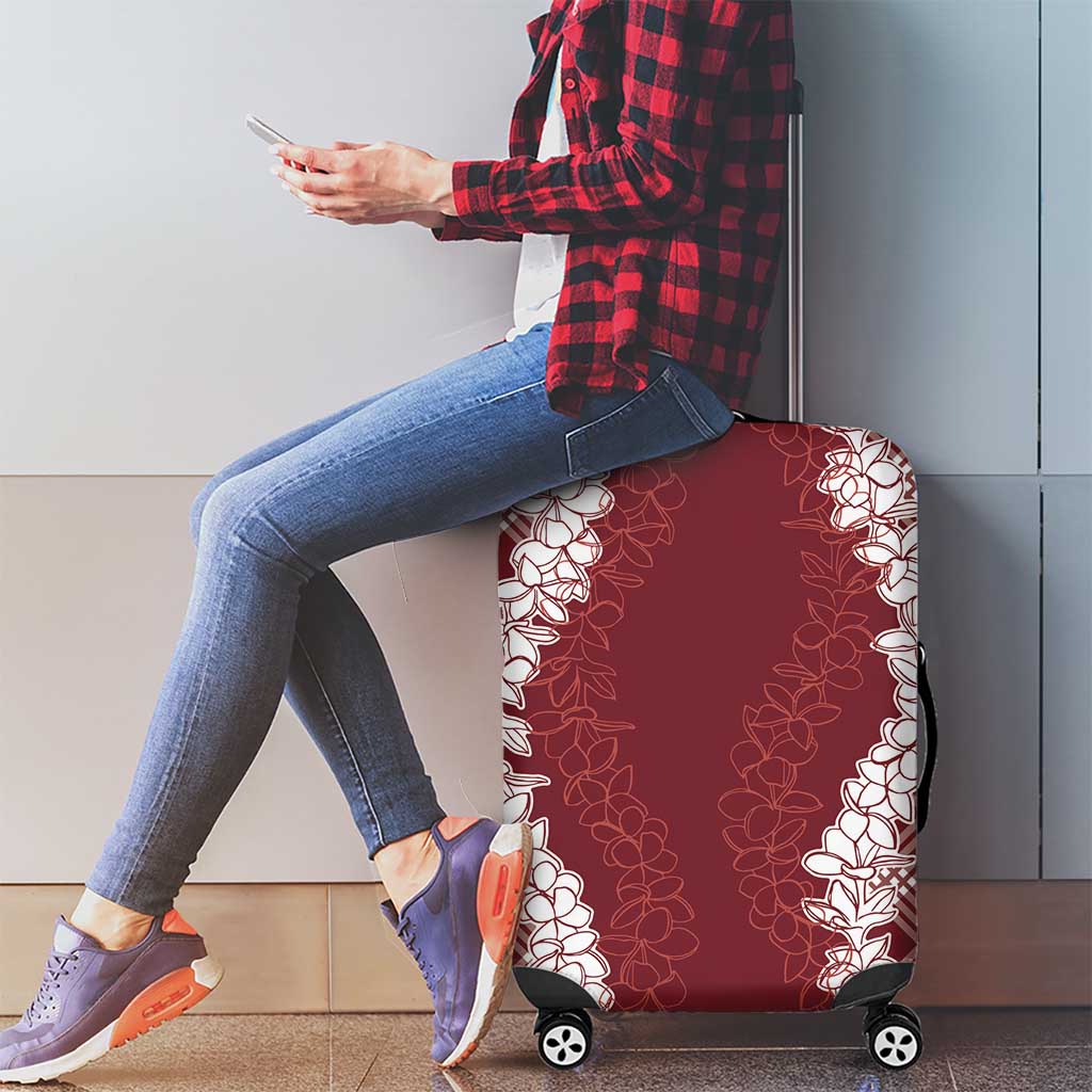 Hawaii Aloha Plumeria Lei Scarlet Palaka Luggage Cover - Polynesian Pride