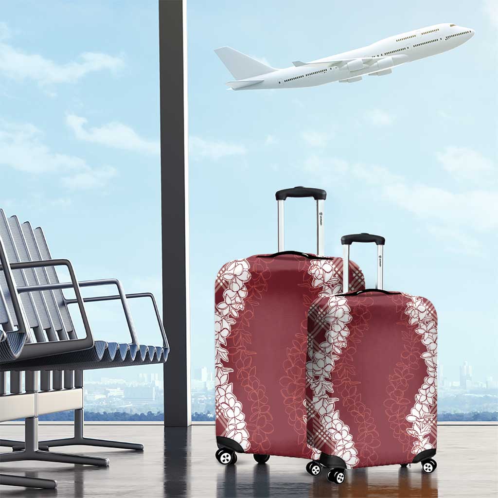 Hawaii Aloha Plumeria Lei Scarlet Palaka Luggage Cover - Polynesian Pride