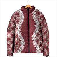 Hawaii Aloha Plumeria Lei Scarlet Palaka Padded Jacket - Polynesian Pride