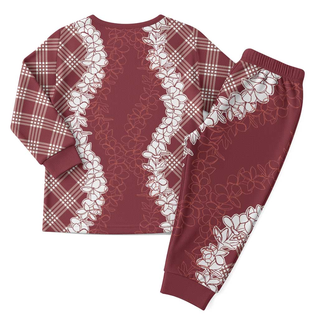 Hawaii Aloha Plumeria Lei Scarlet Palaka Christmas Pajama Set - Polynesian Pride