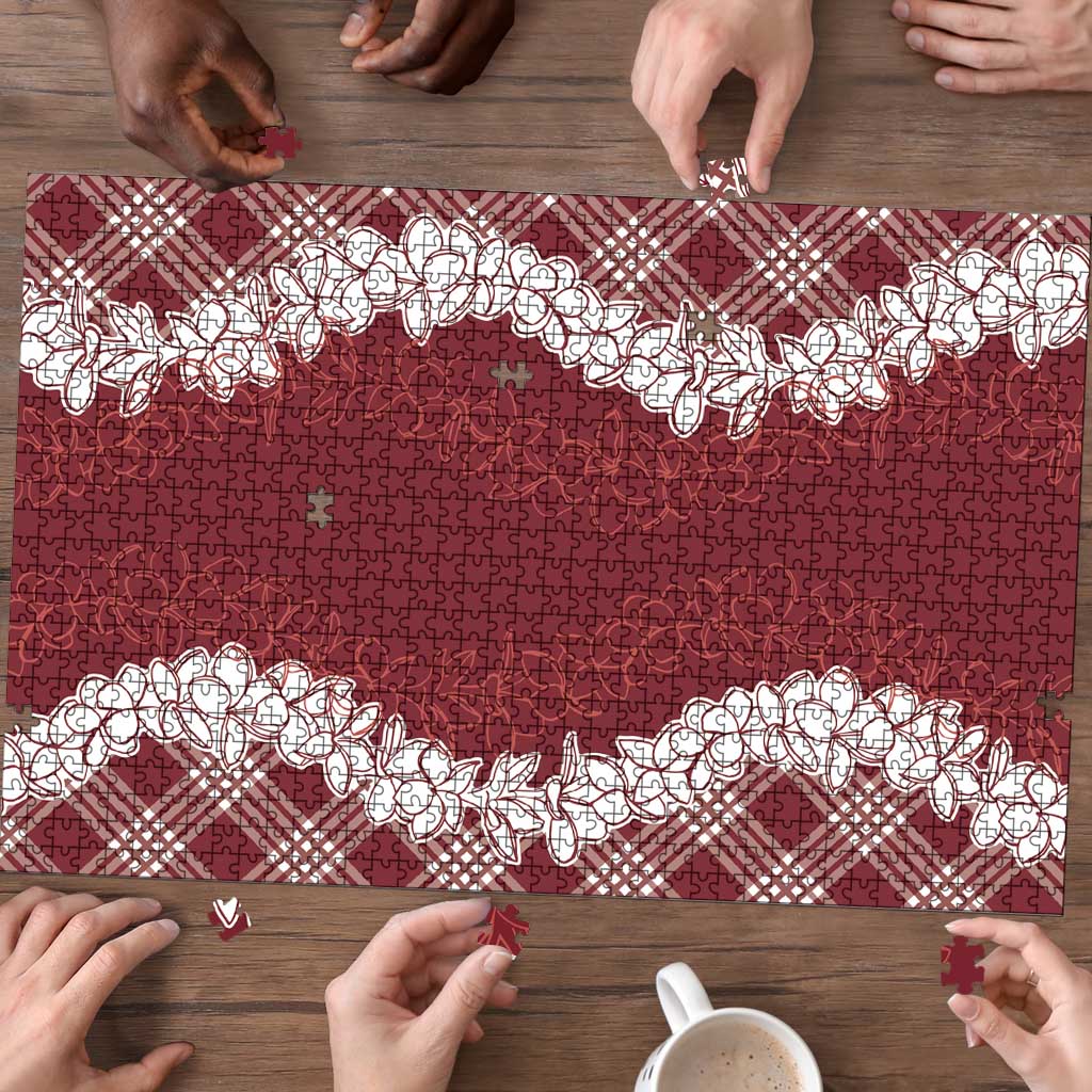 Hawaii Aloha Plumeria Lei Scarlet Palaka Puzzle - Polynesian Pride