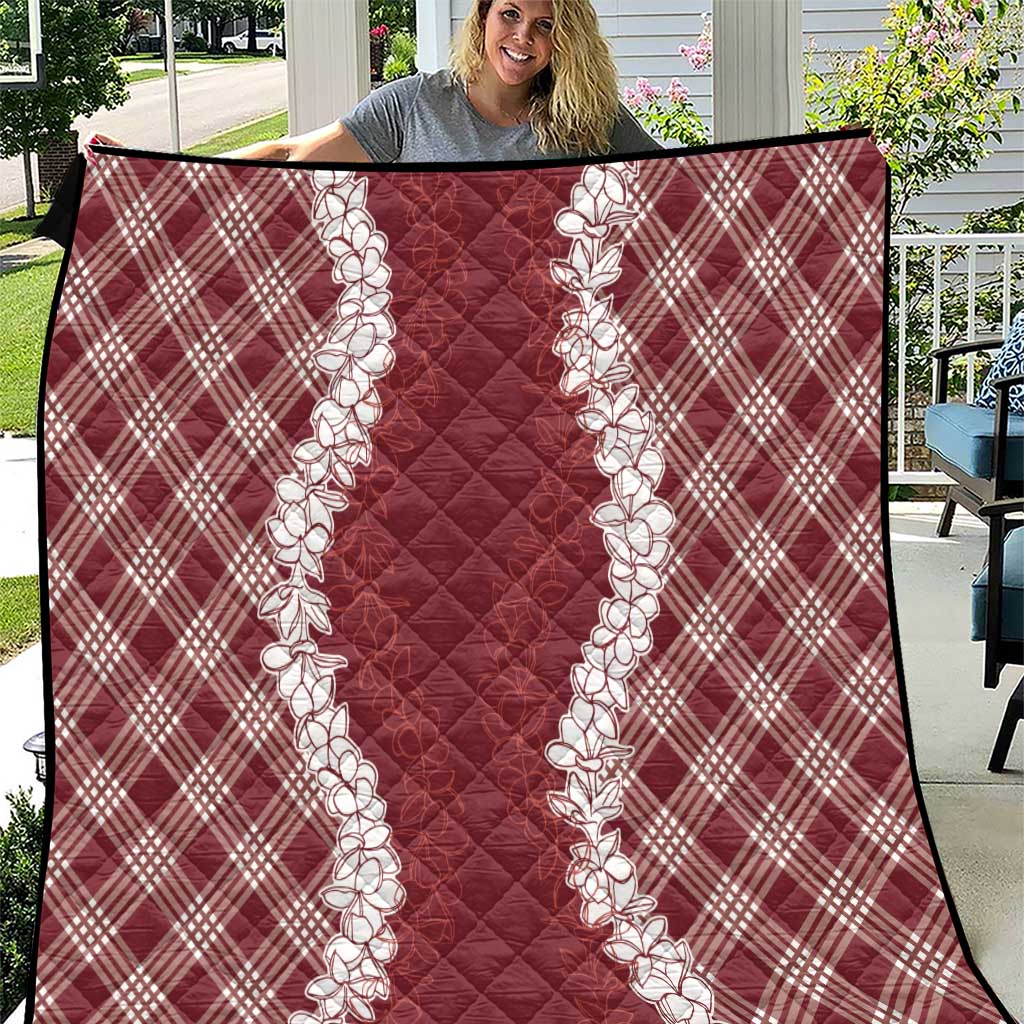 Hawaii Aloha Plumeria Lei Scarlet Palaka Quilt - Polynesian Pride