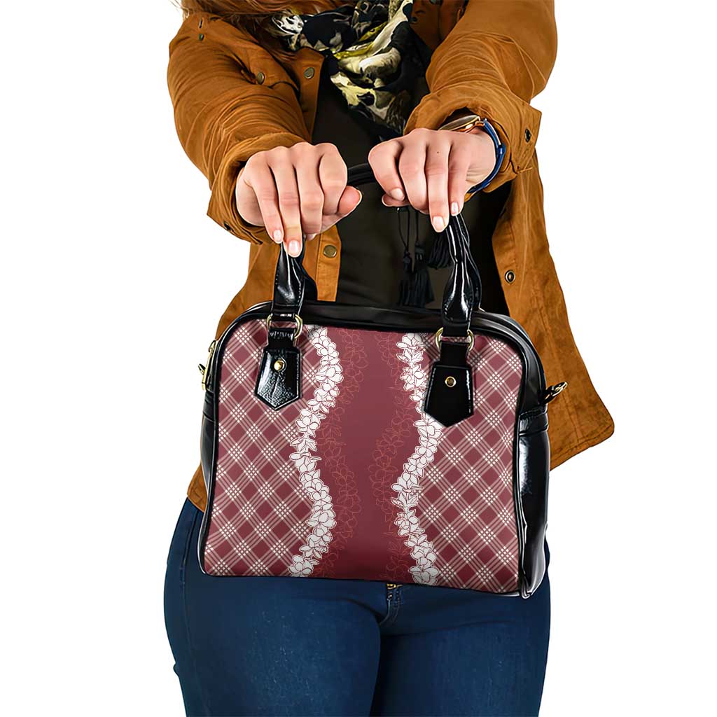 Hawaii Aloha Plumeria Lei Scarlet Palaka Shoulder Handbag - Polynesian Pride