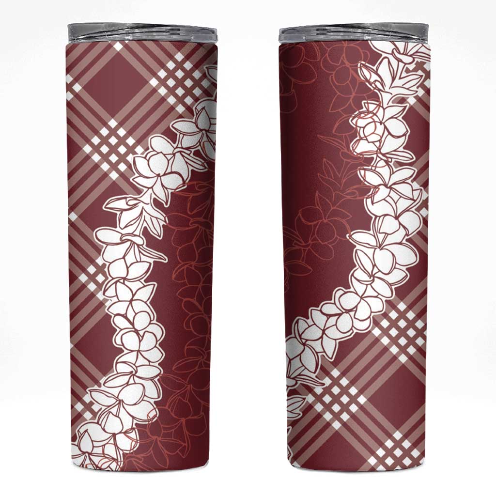 Hawaii Aloha Plumeria Lei Scarlet Palaka Skinny Tumbler LT7 Scarlet - Polynesian Pride