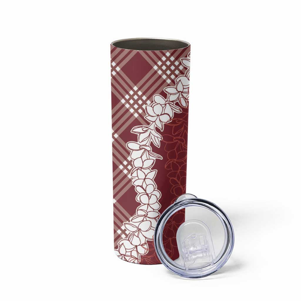 Hawaii Aloha Plumeria Lei Scarlet Palaka Skinny Tumbler LT7 - Polynesian Pride
