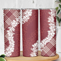 Hawaii Aloha Plumeria Lei Scarlet Palaka Skinny Tumbler LT7 - Polynesian Pride