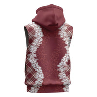 Hawaii Aloha Plumeria Lei Scarlet Palaka Sleeveless Hoodie - Polynesian Pride