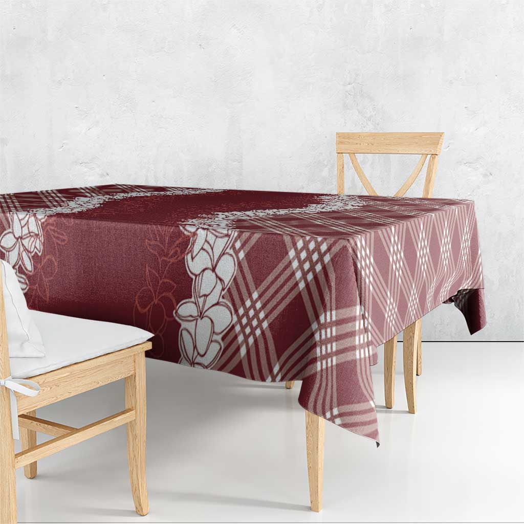Hawaii Aloha Plumeria Lei Scarlet Palaka Tablecloth - Polynesian Pride