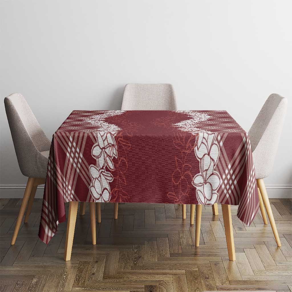 Hawaii Aloha Plumeria Lei Scarlet Palaka Tablecloth - Polynesian Pride
