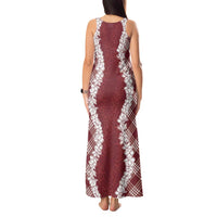 Hawaii Aloha Plumeria Lei Scarlet Palaka Tank Maxi Dress - Polynesian Pride