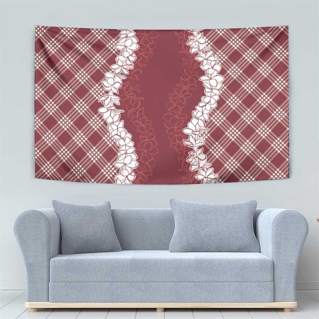 Hawaii Aloha Plumeria Lei Scarlet Palaka Tapestry - Polynesian Pride