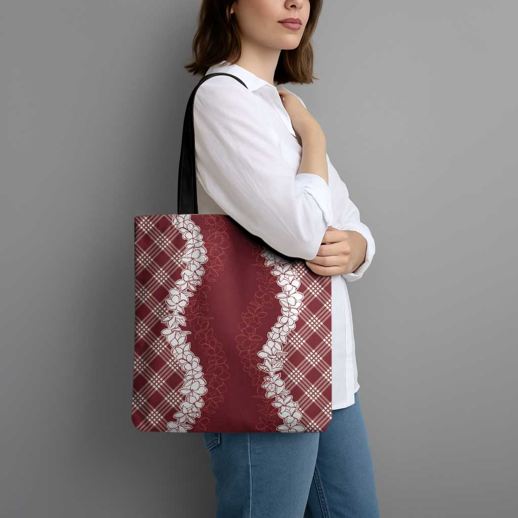 Hawaii Aloha Plumeria Lei Scarlet Palaka Tote Bag - Polynesian Pride