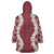 Hawaii Aloha Plumeria Lei Scarlet Palaka Wearable Blanket Hoodie - Polynesian Pride